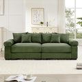 KEIKI 83" Oversized Corduroy Modular Sectional Loveseat Sofa with High-Density Foam Cushions, Extra-Thick Armrest, Upholstered Modern 2-Seater Fluffy Corner Couch with 6 Pillow, for Living Room, Green