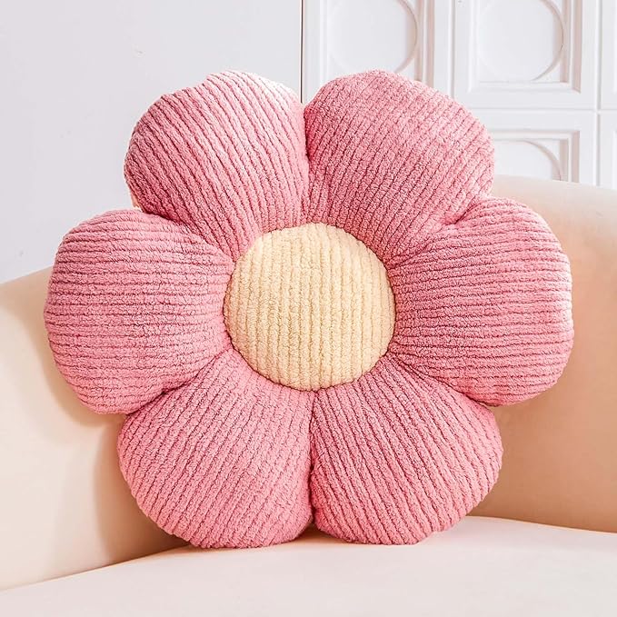 VBGYA Dusty Pink Flower Decorative Throw Pillows, Cute Daisy Shaped Plush Aesthetic Pillow, Soft 14.9" Floor Seat Cushion