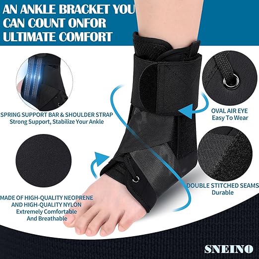 SNEINO Lace up Ankle Brace for Women & Men - Ankle Support Brace for Sprained Ankle, Ankle Stabilizer for Achilles,Tendon,Sprain,Injury Recovery, Sports, Running, Basketball, (X-Large)