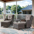 Belord 5 Pieces Patio Furniture Sets Wicker Outdoor Furniture, Rattan Patio Swivel Glider Chairs with 2 Ottoman and Glass Side Table