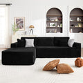 Opiesit 108" Boneless Couches for Living Room, Modular Sectional Sofa with Oversized Chaise, L-Shape Cloud Couch with Deep Seat, High-Density Memory Foam, No Assembly Required, Plush Corduroy Black