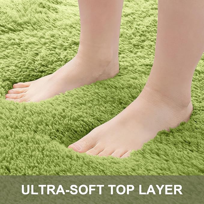 OLANLY 2x4 Machine Washable Runner Rugs for Hallway, Soft Fluffy Shaggy Bedside Rugs for Bedroom, Living Room, Indoor Floor Carpet for Kids Girls Boy, Nursery Rooms, Home Decor Aesthetic, Grass Green