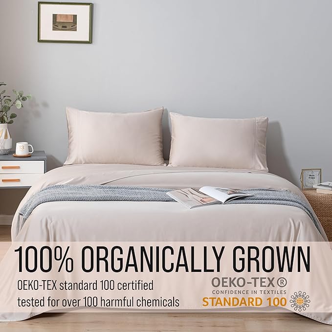 Bella Coterie Luxury Bamboo Viscose Full Size Sheet Set | 100% Organically Grown | Ultra Soft | Cooling for Hot Sleepers | 18" Deep Pocket [Dune]