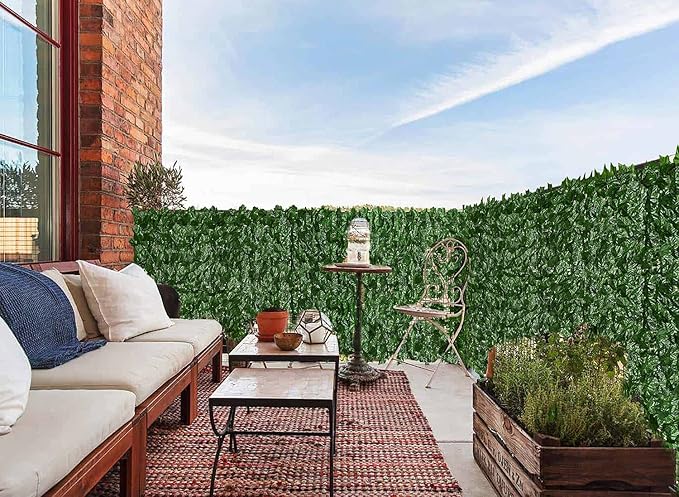 DearHouse Artificial Ivy Privacy Fence - 137.8x68.9inch Artificial Hedges Fence and Faux Ivy Vine Leaf Decoration for Outdoor Indoor Garden Decor