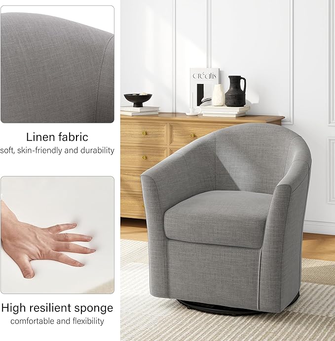 DREAMSIDEA Swivel Accent Chair Armchair, Modern Round Single Sofa Seating Comfy Reading Barrel Chairs for Living Room Bedroom (Coffee, Set of 2)