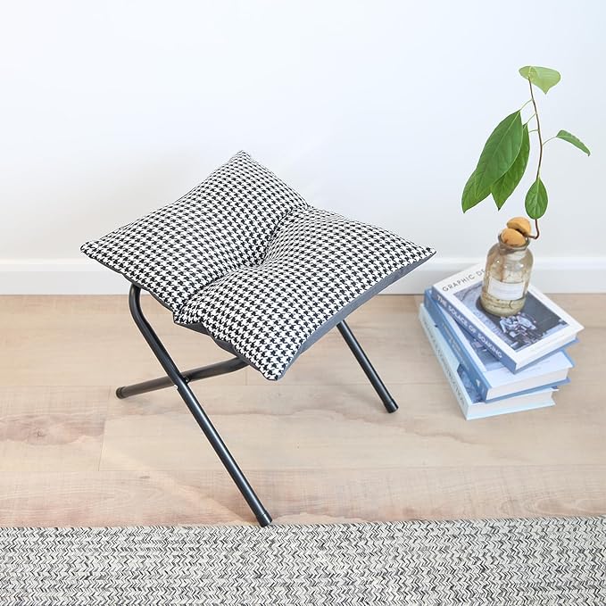 Foldable Foot Rest Stool for Under Desk or Sofa - Office Footrest Ottoman, Portable Leg Rest for Home & Office (Houndstooth)