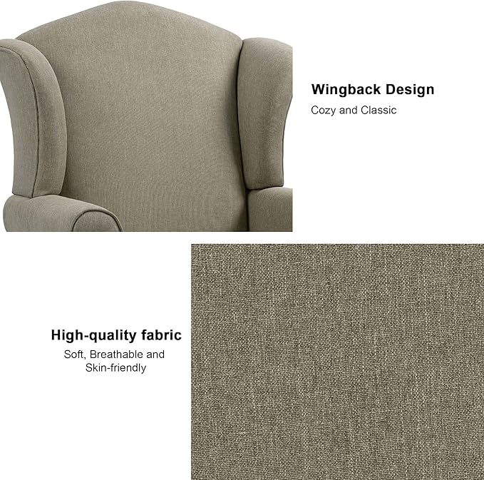 DREAMSIDEA Accent Chair, High Back Upholstered Armchair with High Resilience Sponge & Wood Legs, Mid-Century Modern Comfy Single Sofa Reading Chairs for Living Room, Bedroom (Light Camel, Set of 2)