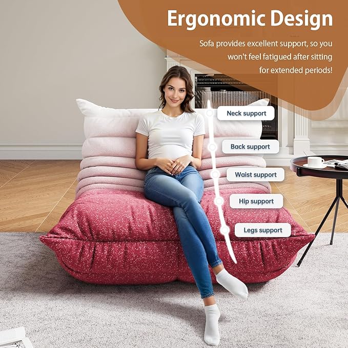 Selyteramy Oversized Bean Bag Chairs for Adults, Giant Beanbag Chair with Memory Foam, Comfy Lounge Chair Lazy Sofa for Apartment, Living Room, Bedroom, Office(Knit Fabric)