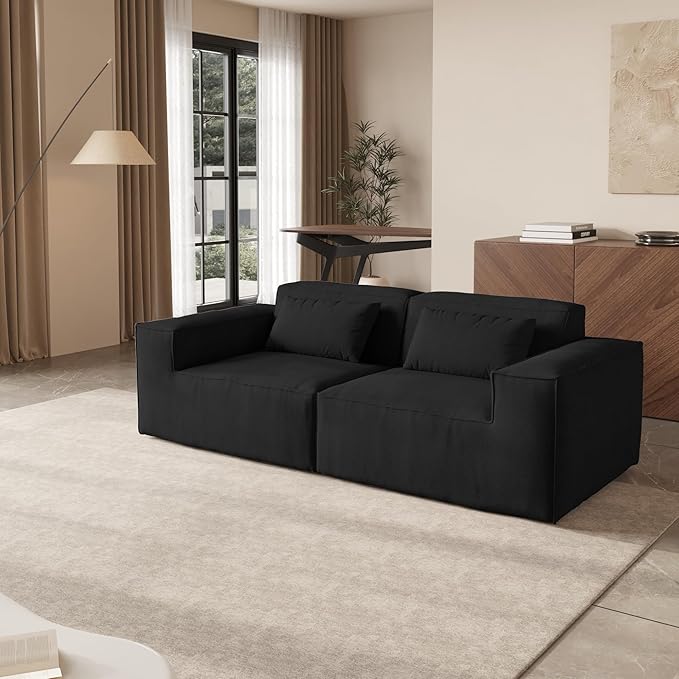 JACH 86.62" Modular Sectional Couch, Huge Plus Love Seat Sofa, Modern Comfy Cloud Sectional Couches, Sofa Furniture for Living Room, Office, Apartment, Black