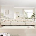 KEIKI 168" Oversized Corduroy Modular Cloud Sectional Sofa with High-Density Foam Cushions, Extra-Thick Armrest, Upholstered Modern 4-Seater Fluffy Corner Couch with 12 Pillow, for Living Room, Beige