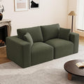 79" Modular Sectional Sofa, Cloud Couch Loveseat Memory Foam Boneless Couch with Chaise, Cozy Upholstered Corduroy Floor Couch, No Assembly Required Living Room Furniture for House Home, Green