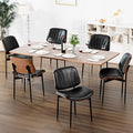 YaFiti Dining Chairs Set of 6, Dining Room and Kitchen Chairs, FSC Certified Mid Century Modern Accent Chair, Upholstered PU Leather Chairs for Vanity with Walnut Bentwood and Metal Legs, Black