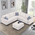 Legend Vansen Oversized Modular Sectional Sofa,6 Seat U Shaped Couch with Ottoman,Corduroy Sofa with Deep Seat,Convertible Large Sectional Couches for Living Room(Cream, L-6)