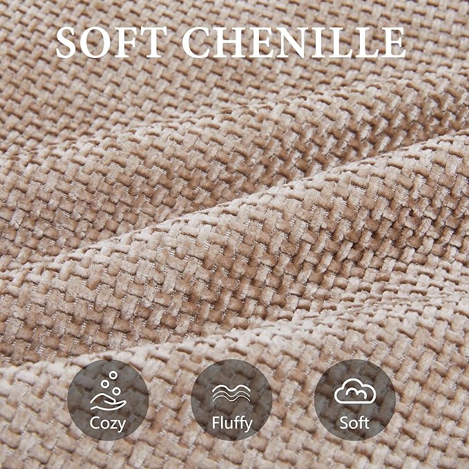 L Shaped Single Sofa, Modern Comfy Chenille Fabric Loveseat Couch, No Assembly Required Small Couch with Deep Seat, 2 Pillows for Living Room, Apartment, Bedroom