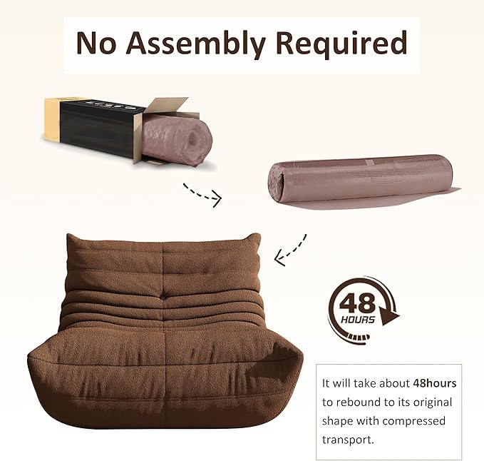 Bean Bag Chair, Oversized Bean Bag Chair for Living Room, Fireside Chair for Adults with Memory Foam Filled, Big Accent Sofa Lounge Floor Sofa for Gaming, Reading, Relax, No Assembly Required(Coffee)