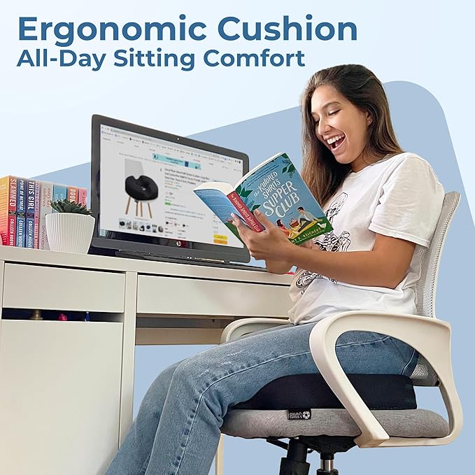 5 STARS UNITED Donut Pillow Hemorrhoid Tailbone Cushion – Large Chair Pad for Pain Relief – Coccyx, Prostate, Sciatica, Pelvic Floor, Pressure Sores, Pregnancy, Postpartum Recovery, Arctic Black