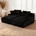 VEPXXP 80" Double Chaise Lounge Chair Indoor, Oversized Boneless Couch Comfy Upholstered Sleeper Sofa Bed with 4 Pillows, Corduroy Cloud Loveseat Chair for Living Room No Assembly Required, Black