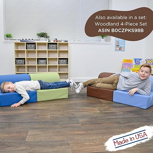 Children's Factory Library Lounger, Flexible Seating Classroom Furniture, Comfy Kids Chairs, Walnut, Single Lounger