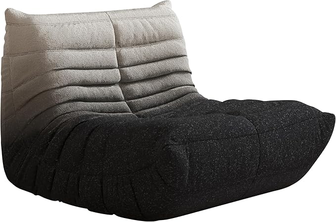 Bean Bag Chair, Fireside Chair, Large Bean Bag Chair for Adults, Bean Bag Chairs for Teens with High-Resilience Foam, Non-Slip Base Floor Lounge Sofa,Living Room (Gradient White-Black, Single)