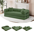 ZQRhome 79" 5-in-1 Convertible Sofa Bed, Premium Sleeper with Reinforced Frame & Plush Corduroy, No Assembly Modular Couch for Lounge, Guest Room & Small Space, Olive Green