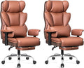 BESTFAIR Big and Tall Office Chair - 400 LBS High Back Executive Chair with Footrest, Ergonomic Office Chair for Heavy People, Wide Padded Seat Computer Gaming Chair, Brown 2 Pack