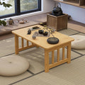 JNNXZZ Japanese Folding Coffee Table,Foldable Low Table for Sitting,Bamboo Collapsible Floor Tea Table,Portable Versatile Meditation Table for Tatami Living Room Home Office Apartment (Wood Color)