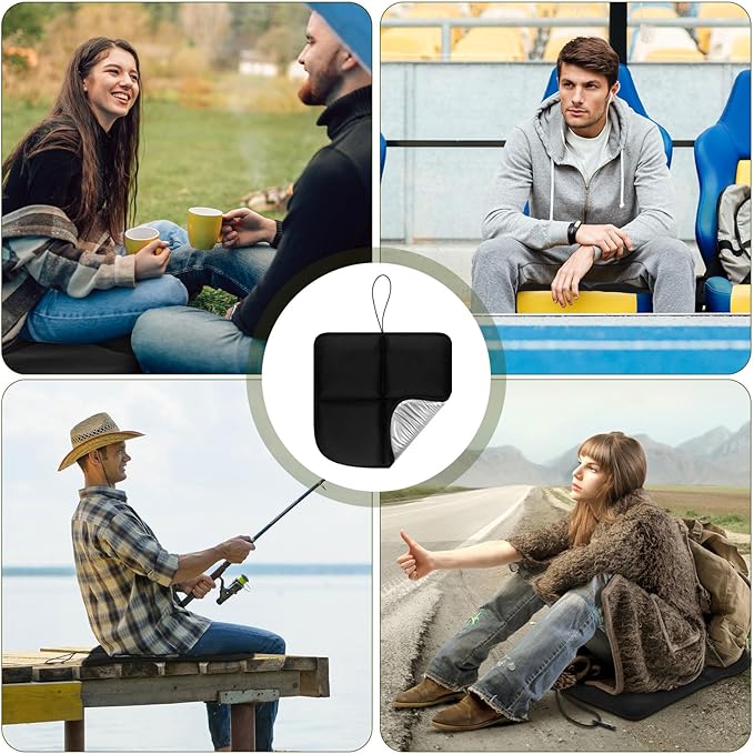 Breling 4 Pack Sitting Pad, Foldable Hunting Seating Cushion for Backpacking Bleacher Cushion with Hook Waterproof Folding Lightweight Pad for Camping Hiking Stadium Outdoor