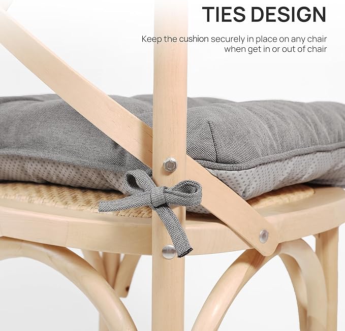 Love's cabin Memory Foam Chair Cushions Set of 4, Outdoor/Indoor Chair Pads for Dining Chairs 4 Pack, Seat Cushions for Kitchen, Dining Room, Office, Patio Chairs, 19"x19"x3.5" Grey