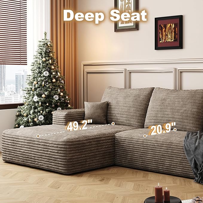 AUGOP 108" Sectional Couches for Living Room Modern Modular Sofa with L-Shape Couchs Upholstered Boneless Couch Deep Seat Sectional Couch with Chaise (Camel, Left Facing Chaise+2Seaters+1Ottoman)