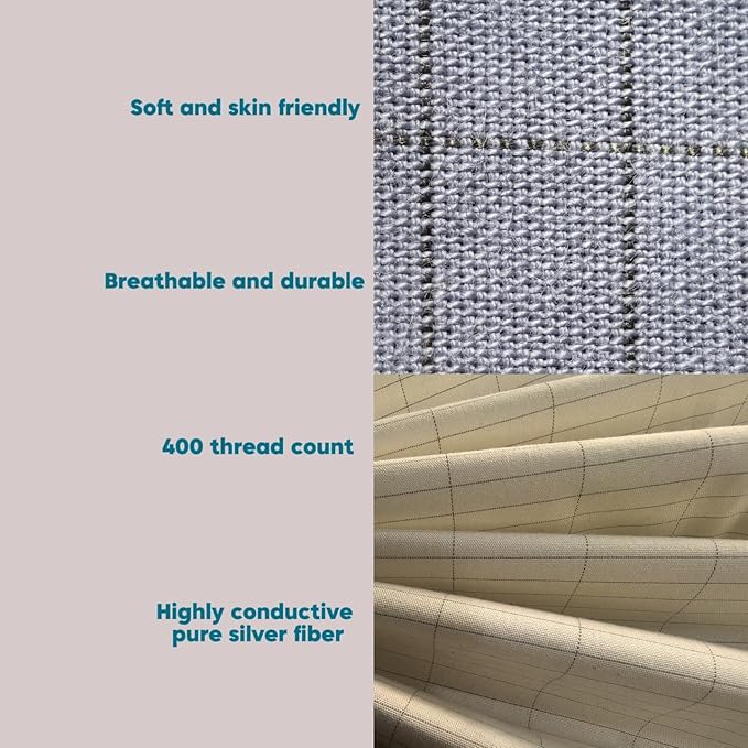 NAGS® Grounding Sheets,Grounding Bedding Sheet, Soft Cotton with Pure Silver Fitted Grounded Sheet for Improved Sleep,Pain Relief (Beige, California King,72 * 84 * 13.5inch)