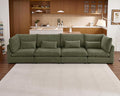 Oversized Modular Sofa, Extra Deep Cloud Chenille Sectional Couch with Ottoman Chaise, Fluffy Chenille 4 Seater Sofa for Living Room, Villa (Basic 4 Seater, Chenille Green)