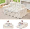 Hobestluk Sofa Couch Loveseat Sofa with Bubble Fabric 2-Seater Sofa for Small Spaces Comfortable Foam Floor Sofa 2 in 1 Boneless Couch for Living Room Bedroom Apartment or Office (White, Loveseat)