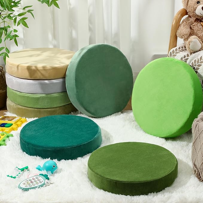 GlikCeil 8 Pcs Round Floor Pillow Cushions for Kids Classroom 15'' Soft Flexible Seating Chair Floor Seats for Reading Corner Playroom - Winter & Spring School Supplies (Forest Friends Series)