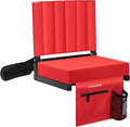VIVOHOME Portable Stadium Seat for Bleachers with Back Support, Folding Bleacher Chair with Cup Holder and Shoulder Strap Red