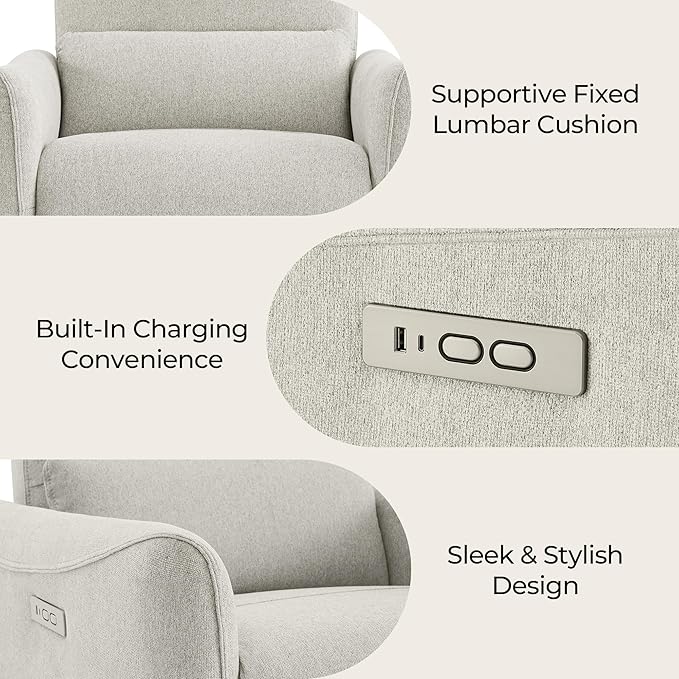 CHITA Oversized Power Recliner Chair Swivel Glider for Big and Tall, FSC Certified Living Room Nursery Rocking Chair with Lumbar Support, Dove Grey