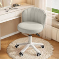Small Round Rolling Desk Chair Armless Comfy Vanity Computer Chair with Low Backrest PU Leather Height Adjustable Swivel Work Spa Chair