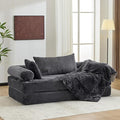 VINGLI Convertible Futon Sofa Bed, Upholstered Corduroy Boneless Couch King Size Floor Loveseat Sleeper Sofa with 2-in-1 Throw Pillow, Couches for Living Room, Bedroom, Lounge, Dark Gray