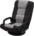 360° Swivel Chair 6 Adjustable Positions Backrest with Armrest Foldable Floor Chairs Suitable for Reading, Relaxing, Mediation,Grey
