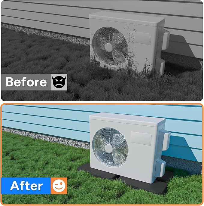 Toutgood Mini Split Pad for Condenser: Ground Base for Air Conditioner Outdoor Condenser Units, Plastic Equipment Pad for Ductless Minisplit Heat Pump Systems HAVC, Gray, 34.6" x 18.1" x 2"