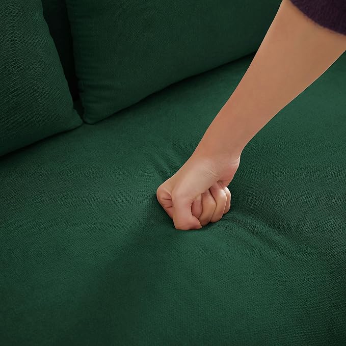 48" Loveseat Sofa, Mid Century Modern Small Couches for Living Room Bedroom Apartment, 2 Seater Love Seat, 2 Throw Pillows and Plastic Legs, Green