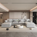 WJShome 160" Cloud Couch Modular Sectional for Living Room, Down Filled U Shaped Couch with Ottoman,Modern 6 Seater Convertible Couches, Sofa Covers Washable&Replaceable,Gray