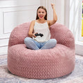 Hobestluk Bean Bag Chair Giant Bean Bag Chairs for Adults Big Bean Bag Chair with Memory Foam Filler Adults Large Beanbag with Faux Fur Cover for Bedroom (Chevron Pink,Large)