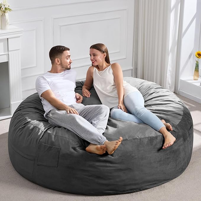 Hobestluk Bean Bag Chair 6Ft Giant Bean Bag Chairs for Adults Large Bean Chairs with Removable Cover,Big BeanBag Chairs for Living Room, Bedroom