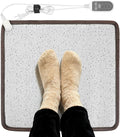 Heated Floor Mat - White Foot Warmer Under Desk, 19.7x21.7in Heated Feet Rest for Home Office Desk, Winter 110V Electric Heating Pad with 3 Timers & 10 Adjustable Temperature