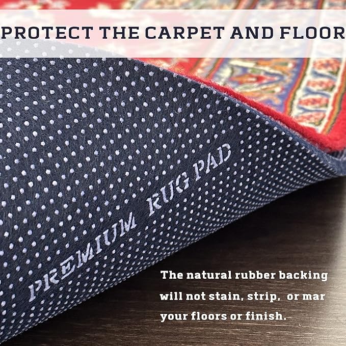 DELLUNA Non-Slip Area Rug Pad 2.5'x13', 3/8" Thick Double Side Rubber + Felt, Premium Deluxe Cushioned- Safe for All Floors, Adds Comfort and Protection, Ultra Strong Grip, Stop Rug from Moving.
