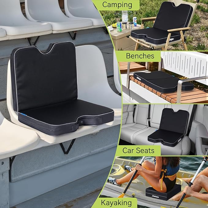 Relispo 3-in-1 Stadium Seat Cushion, Premium Memory Foam & High-Density Foam Bleacher Cushion, Anti-Slip Waterproof Portable Stadium Cushion for Bleachers, Sports Events, Camping