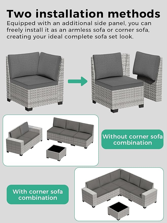 13 Piece Outdoor Wicker Rattan Sectional Sofa Set with 55,000 BTU Fire Pit Table, 10-Seats with 4" Thickened Cushions & Coffee Table, All-Weather PE Rattan for Garden, Backyard, Porch, Black