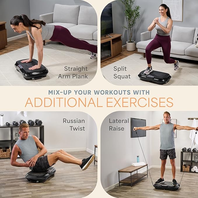 Lifepro Waver Vibration Plate Exercise Machine for Lymphatic Drainage, Muscle Activation, Full-Body Workout Vibrating Platform with Loop Bands, Fitness Equipment for Strength Toning & Fat Loss