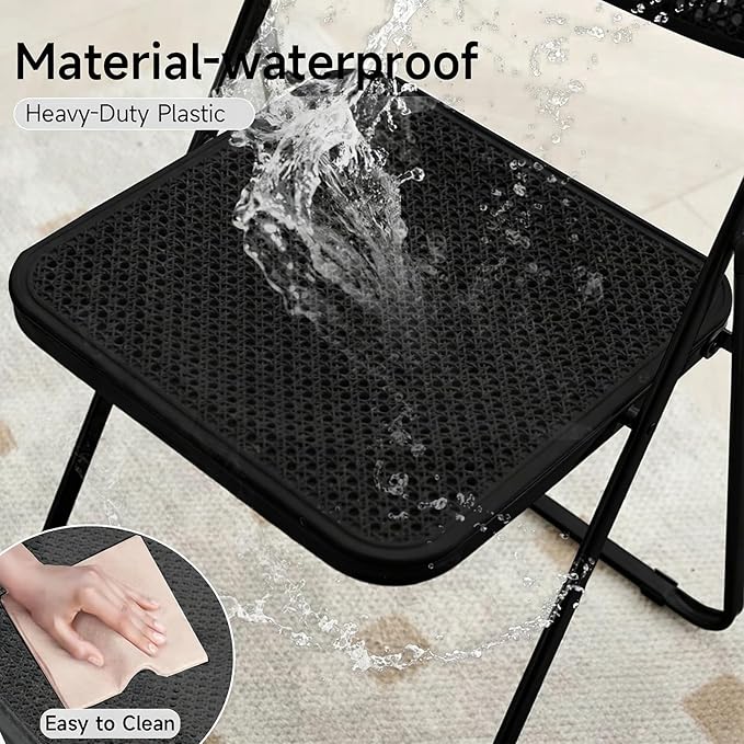 8 Pack Plastic Folding Chair Foldable Plastic Chair, Outdoor Indoor Portable Party Chairs,Stackable Commercial Seats with Steel,300-Pound Capacity,Black