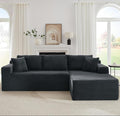 Vanress Cloud Couch Sectional, Corduroy Boneless Couch with L-Shape Chaise, Modern Modular Sectional Sofa Comfy Deep Seat for Living Room, Bedroom, No Assembly (Dark Grey, Right Facing Chaise)